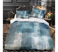 UFVZBNFAN 3D Design Printed 3 Pcs Bedding Set Bedroom Decor Hidden Zipper Ultra Abstract Blue Squares Comforter Cover Durable Hotel Quality for Teens,Kids,Women Quilt Cover King（220x240cm）