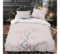 UFVZBNFAN 3D Design Printed 3 Pcs Bedding Set Room Decor Hidden Zipper Super Cherry Blossoms Quilt Cover Durable Easy Care for Adults,Women,Teens Asian Watercolor Duvet Cover Super king（260x220cm）