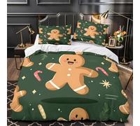UFVZBNFAN 3D Design Printed 3 Pcs Bedding Set Room Decor Zipper Closure Ultra Soft Gingerbread Man Comforter Cover Breathable Wrinkle-Resistant for Kids,Teens,Boys Quilt Cover Single（140x200cm）