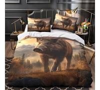 UFVZBNFAN 3D Design Printed 3 Pcs Bedding Set Room Decor Zipper Closure Ultra Wild Boar Standing Quilt Cover Hypoallergenic Easy Care for Youth,Kids,Adults Nature Duvet Cover Super king（260x220cm）