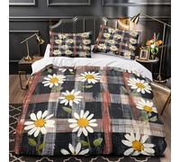 UFVZBNFAN 3D Design Printed 3-Piece Bedding Set Bed Decor Design Daisy Flowers Comforter Cover Washable All Season for Teens,Adults,Kids hand Painted Quilt Cover Single（140x200cm）