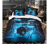 UFVZBNFAN 3D Design Printed 3-Piece Bedding Set Bed Decor Design Drum Set Quilt Cover Durable Machine Washable for Youth,Adults,Teens electric Glow Duvet Cover Single（140x200cm）