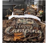 UFVZBNFAN 3D Design Printed 3-Piece Bedding Set Bedroom Decor Campervan Comforter Cover Breathable Wrinkle-Resistant for Girls,Teens,Boys Rustic Outdoor Quilt Cover Double（200x200cm）