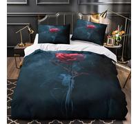 UFVZBNFAN 3D Design Printed 3-Piece Bedding Set Bedroom Decor Hidden Zipper Super Red Rose Comforter Cover Durable Machine Washable for Teens,Women,Boys mystical Floral Quilt Cover Single（135x200cm）