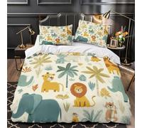UFVZBNFAN 3D Design Printed 3-Piece Bedding Set Bedroom Decor Super Childrens Jungle Animals Comforter Cover Washable Wrinkle-Resistant for Teens,Boys,Women Coon Safari Quilt Cover Double（200x200cm）