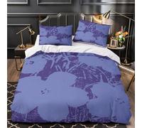UFVZBNFAN 3D Design Printed 3-Piece Bedding Set Bedroom Decor Super Floral Comforter Cover Washable Wrinkle-Resistant for Teens,Boys,Women Abstract Purple Quilt Cover Double（200x200cm）