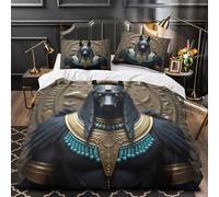 UFVZBNFAN 3D Design Printed 3-Piece Bedding Set Bedroom Decor Ultra Egyptian God Comforter Cover Breathable Anti-allergic for Girls,Kids,Youth Ancient Mythology Quilt Cover Super king（260x220cm）