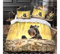 UFVZBNFAN 3D Design Printed 3-Piece Bedding Set Home Decor Design Black Schnauzer Duvet Cover Easy Care Hypoallergenic for Children,Teenagers,Boys nature Outdoor Pet Comforter Cover Single（135x200cm）