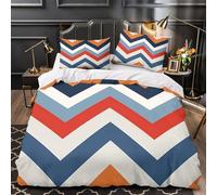 UFVZBNFAN 3D Design Printed 3 Pieces Bedding Set Bed Decor Hidden Zipper Super Soft Chevron Comforter Cover Washable Anti-allergic for Teens,Boys,Women ModernGeometric Quilt Cover Single（135x200cm）
