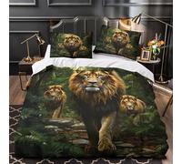 UFVZBNFAN 3D Design Printed 3 Pieces Bedding Set Bed Decor Super Lion Trio Comforter Cover Washable Anti-allergic for Teens,Boys,Women Wild Jungle Quilt Cover Double（200x200cm）
