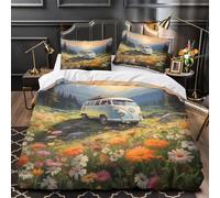 UFVZBNFAN 3D Design Printed 3 Pieces Bedding Set Bedroom Decor Design Vintage Van Comforter Cover Easy Care Machine Washable for Teens,Youth,Boys Mountain Quilt Cover Single（140x200cm）