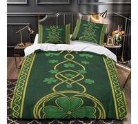 UFVZBNFAN 3D Design Printed 3 Pieces Bedding Set Bedroom Decor Super Irish Celtic Duvet Cover Breathable Machine Washable for Girls,Boys,Youth St. Patrick's Themed Comforter Cover Single（135x200cm）
