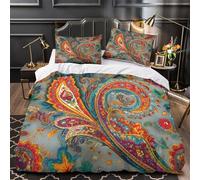 UFVZBNFAN 3D Design Printed 3 Pieces Bedding Set Home Decor Hidden Zipper Extra Ornate Floral Quilt Cover Hypoallergenic All Season for Girls,Boys,Adults Bohemian Duvet Cover Double（200x200cm）