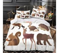 UFVZBNFAN 3D Design Printed 3 Pieces Bedding Set Room Decor Super Forest Animals Comforter Cover Washable Hypoallergenic for Kids,Adults,Women vector Quilt Cover Super king（260x220cm）