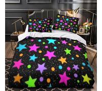 UFVZBNFAN 3D Design Printed 3 Pieces Bedding Set Room Decor Zipper Closure Ultra Glowing Stars Comforter Cover Breathable Wrinkle-Resistant for Kids,Teens,Boys Quilt Cover Super king（260x220cm）