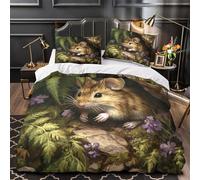 UFVZBNFAN 3D Design Printed 3PCs Bedding Set Bed Decor Extra Forest Mouse Comforter Cover Hypoallergenic Machine Washable for Girls,Teens,Adults Wildlife Quilt Cover Super king（260x220cm）