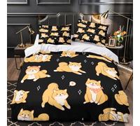 UFVZBNFAN 3D Design Printed 3PCs Bedding Set Bed Decor Hidden Zipper Extra Soft Cute Shiba Inu Comforter Cover Hypoallergenic Machine Washable for Girls,Teens,Adults Quilt Cover Super king（260x220cm）