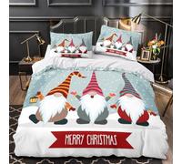 UFVZBNFAN 3D Design Printed 3PCs Bedding Set Bed Decor Ultra Christmas Gnomes Quilt Cover Breathable Wrinkle-Resistant for Youth,Adults,Boys Festive Coon Duvet Cover Single（140x200cm）