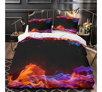 UFVZBNFAN 3D Design Printed 3PCs Bedding Set Bed Decor Zipper Closure Design Ultra Soft Fire Flames Comforter Cover Washable All Season for Teens,Adults,Kids Digital Quilt Cover Super king（260x220cm）
