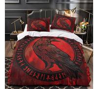 UFVZBNFAN 3D Design Printed 3PCs Bedding Set Bedroom Decor Super Raven Symbol Comforter Cover Washable Wrinkle-Resistant for Teens,Boys,Women northern Mystic Quilt Cover Double（200x200cm）