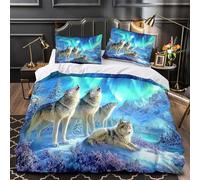 UFVZBNFAN 3D Design Printed 3PCs Bedding Set Bedroom Decor Zipper Closure Design Wolf Howling Duvet Cover Durable Easy Care for Teenagers,Women,Boys Night Sky Comforter Cover Single（140x200cm）