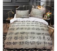 UFVZBNFAN 3D Design Printed 3PCs Bedding Set Bedroom Decor Zipper Closure Extra Musical Notation Duvet Cover Durable Hotel Quality for Girls,Youth,Adults Comforter Cover Double（200x200cm）