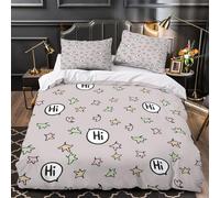 UFVZBNFAN 3D Design Printed 3PCs Bedding Set Home Decor Hidden Zipper Extra Hello Icons Quilt Cover Breathable Wrinkle-Resistant for Adults,Boys,Teens coon Doodle Duvet Cover Single（135x200cm）