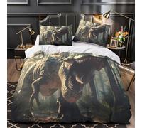 UFVZBNFAN 3D Design Printed 3PCs Bedding Set Room Decor Hidden Zipper Ultra Dinosaur Roar Quilt Cover Washable Hypoallergenic for Adults,Girls,Youth Prehistoric Forest Duvet Cover Single（135x200cm）