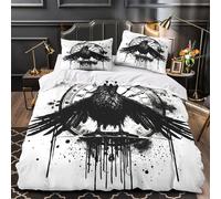 UFVZBNFAN 3D Design Printed 3PCs Bedding Set Room Decor Super Raven Clock Tattoo Comforter Cover Washable Hypoallergenic for Kids,Adults,Women gothic Ink Quilt Cover Single（135x200cm）