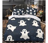 UFVZBNFAN 3D Design Printed 3PCs Bedding Set Room Decor Zipper Closure Super Halloween Ghosts Quilt Cover Durable Anti-allergic for Adults,Women,Kids Coon Spooky Duvet Cover Single（135x200cm）