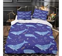 UFVZBNFAN 3D Print 3 Pcs Bedding Set Bed Decor Design Super Whale Quilt Cover Hypoallergenic Easy Care for Teens,Youth,Children Starry Night Duvet Cover Double（200x200cm）