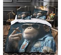 UFVZBNFAN 3D Print 3 Pcs Bedding Set Bedroom Decor Zipper Closure Design Cool Monkey Comforter Cover Easy Care Machine Washable for Teens,Youth,Boys sunglasses Quilt Cover King（220x240cm）