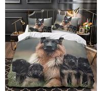 UFVZBNFAN 3D Print 3 Pcs Bedding Set Home Decor Hidden Zipper Super German Shepherd Quilt Cover Easy Care Machine Washable for Teenagers,Boys,Women Pet Family Duvet Cover Single（135x200cm）