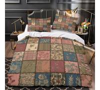 UFVZBNFAN 3D Print 3 Pcs Bedding Set Home Decor Zipper Extra Soft FloralPatchwork Duvet Cover Hypoallergenic Anti-allergic for Girls,Boys,Children VintageRetro Comforter Cover Double（200x200cm）