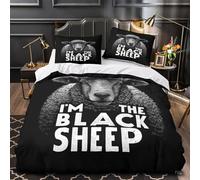 UFVZBNFAN 3D Print 3 Pcs Bedding Set Room Decor Hidden Zipper Ultra Sheep Graphic Comforter Cover Hypoallergenic Easy Care for Kids,Youth,Teens Black And White Quilt Cover King（220x240cm）