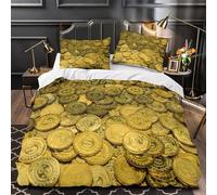 UFVZBNFAN 3D Print 3 Pcs Bedding Set Room Decor Ultra Gold Coins Stack Comforter Cover Hypoallergenic Easy Care for Kids,Youth,Teens rich Treasure Quilt Cover King（220x240cm）