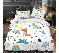 UFVZBNFAN 3D Print 3 Pcs Bedding Set Room Decor Zipper Super Soft Dinosaur s Comforter Cover Durable Machine Washable for Kids,Teens,Women Coon Kids Quilt Cover Single（135x200cm）