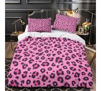 UFVZBNFAN 3D Print 3-Piece Bedding Set Bed Decor Zipper Super Soft Leopard Comforter Cover Washable Machine Washable for Youth,Kids,Women PinkAnimalPrint Quilt Cover Super king（260x220cm）