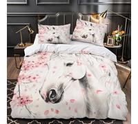 UFVZBNFAN 3D Print 3-Piece Bedding Set Bedroom Decor Zipper Closure Soft White Horse Comforter Cover Machine Washable Hotel Quality for Youth,Teens,Boys Quilt Cover Super king（260x220cm）