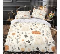 UFVZBNFAN 3D Print 3-Piece Bedding Set Home Decor Hidden Zipper Super Soft Halloween Ghosts Quilt Cover Washable Anti-allergic for Adults,Teenagers,Girls Autumn Floral Duvet Cover Double（200x200cm）