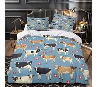UFVZBNFAN 3D Print 3 Pieces Bedding Set Bed Decor Extra Cow Comforter Cover Hypoallergenic Machine Washable for Girls,Teens,Adults Swiss Dairy Farm Quilt Cover King（220x240cm）