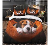 UFVZBNFAN 3D Print 3PCs Bedding Set Bedroom Decor Design Extra Cute Puppy Sleeping Duvet Cover Washable Hypoallergenic for Youth,Teenagers,Adults Cozy Pet Nap Comforter Cover Single（140x200cm）