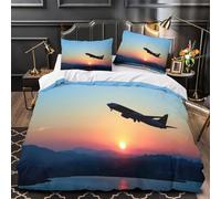 UFVZBNFAN 3D Print 3PCs Bedding Set Bedroom Decor Zipper Closure Super Soft Durable Sunset Flight Silhouette Quilt Cover Hotel Quality for Teenagers,Youth,Women Comforter Cover King（220x240cm）