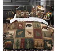 UFVZBNFAN 3D Print 3PCs Bedding Set Bedroom Decor Zipper Super Soft Forest Animals Duvet Cover Durable Wrinkle-Resistant for Girls,Youth,Children Rustic Woodland Comforter Cover Single（135x200cm）