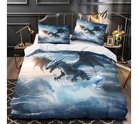 UFVZBNFAN 3D Print 3PCs Bedding Set Home Decor Zipper Closure Design Ice Dragon Flight Comforter Cover Hypoallergenic All Season for Kids,Adults,Teenagers Quilt Cover Single（135x200cm）