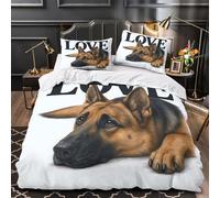 UFVZBNFAN 3D Print 3PCs Bedding Set Home Decor Zipper Super Soft German Shepherd Quilt Cover Durable Wrinkle-Resistant for Adults,Kids,Girls Pet Love Duvet Cover Super king（260x220cm）