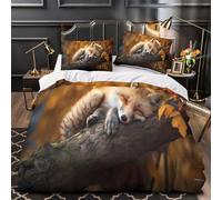 UFVZBNFAN 3D Print 3PCs Bedding Set Room Decor Zipper Closure Design Sleeping Fox Quilt Cover Breathable All Season for Adults,Kids,Youth Nature Wildlife Duvet Cover King（220x240cm）