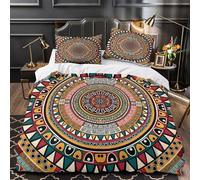 UFVZBNFAN 3D Printed 3 Pcs Bedding Set Bed Decor Hidden Zipper Super Ethnic Quilt Cover Durable Wrinkle-Resistant for Adults,Kids,Teenagers RetroTribal Duvet Cover Double（200x200cm）