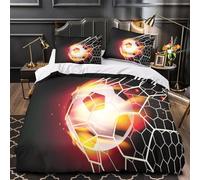 UFVZBNFAN 3D Printed 3 Pcs Bedding Set Bed Decor Zipper Closure Design SoccerGoalImpact Comforter Cover Washable All Season for Teens,Adults,Kids DynamicSportsAction Quilt Cover Single（135x200cm）