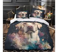 UFVZBNFAN 3D Printed 3 Pcs Bedding Set Bed Decor Zipper Closure Ultra Labrador Portrait Quilt Cover Breathable Wrinkle-Resistant for Youth,Adults,Boys istic Animal Duvet Cover King（220x240cm）